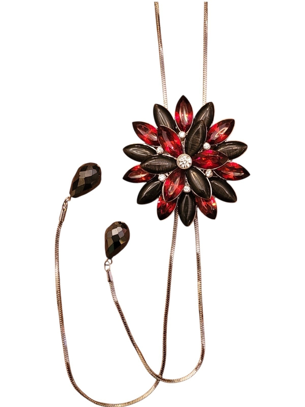 Northern Reflections Red and Black Floral Necklace